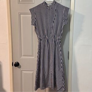 Jonathan Martin Navy and White Striped Midi Dress